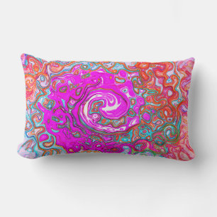 Purple and Orange Groovy Abstract Retro Swirl Lumbar Pillow