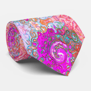 Purple and Orange Groovy Abstract Retro Swirl Tie
