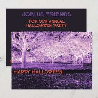 Purple and Orange Halloween Party Scary Woods Invitation