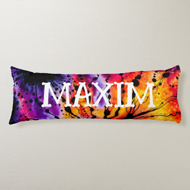 Purple and Orange Halloween Tie Dye Body Pillow (Front)