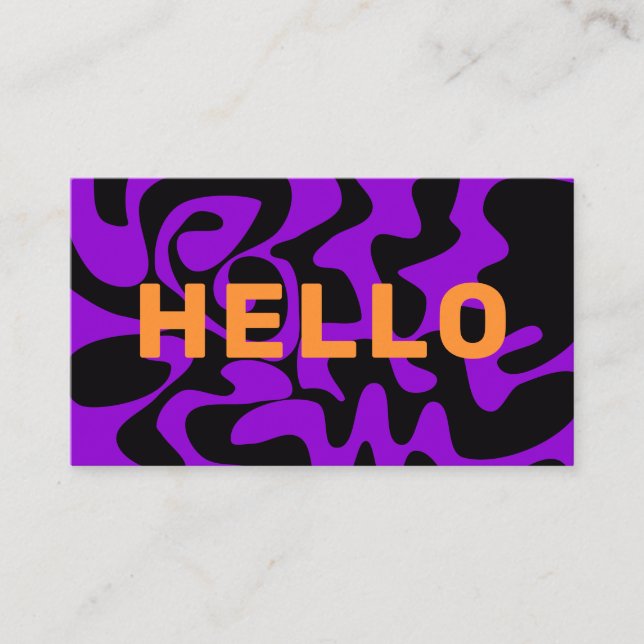 Purple And Orange Hello Business Card (Front)