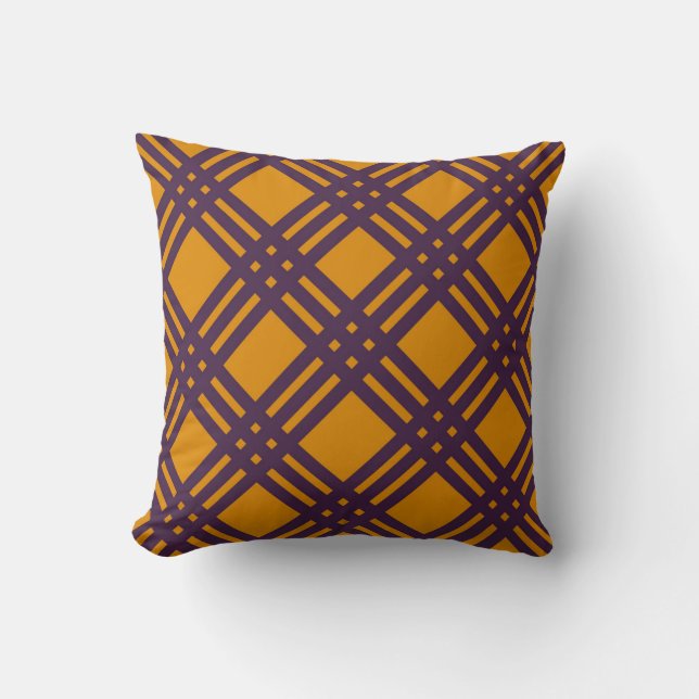 Purple and Orange Lattice Throw Pillow (Front)