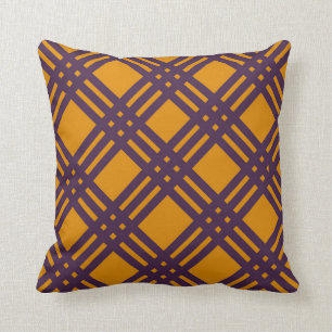 Purple and Orange Lattice Throw Pillow
