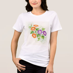 Purple and orange morning glory flowers Tri-Blend shirt