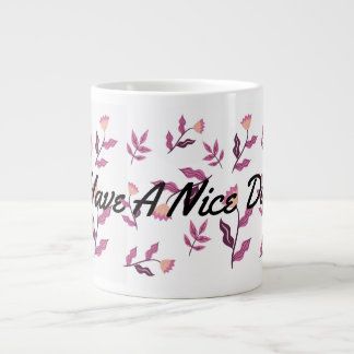  Purple and Orange Playful Illustrative floral Large Coffee Mug