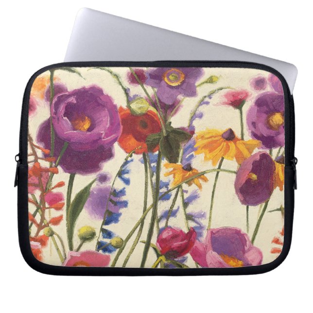 Purple and Orange Poppy Melody Laptop Sleeve (Front)