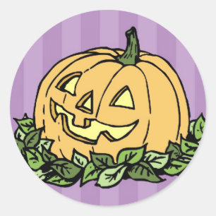Purple and Orange Pumpkin Halloween Stickers