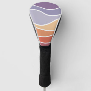 Purple and orange retro style waves golf head cover
