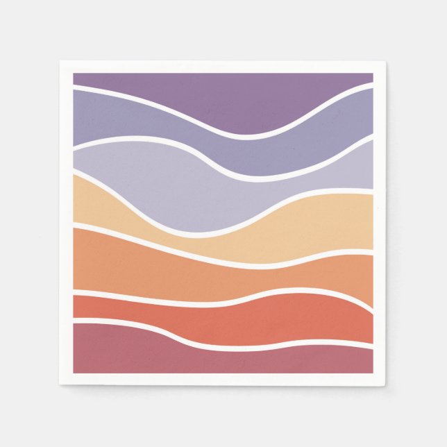 Purple and orange retro style waves napkin (Front)
