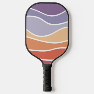 Purple and orange retro style waves pickleball paddle