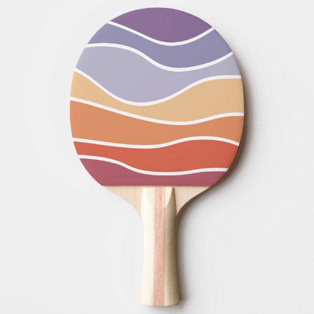 Purple and orange retro style waves ping pong paddle (Front)