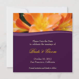 Purple and Orange Save the Date Invitation