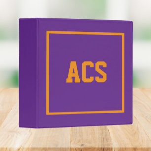 Purple and Orange School Colors and Letters Binder