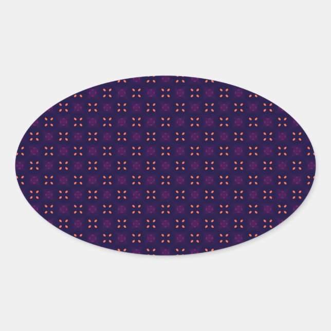 Purple and Orange School Spirit Sports Team Oval Sticker (Front)