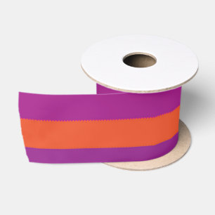 Purple and orange striped satin ribbon