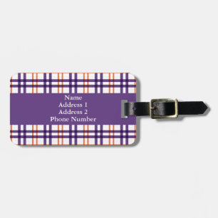 Purple and Orange Tartan Luggage Tag