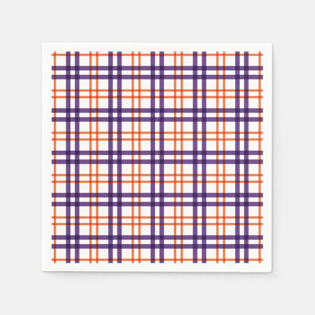Purple and Orange Tartan  Napkin (Front)