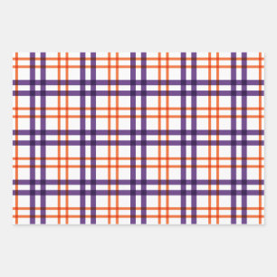 Purple and Orange Tartan  Wrapping Paper Sheet