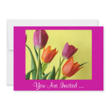 Purple And Orange Tulips Party Invitations