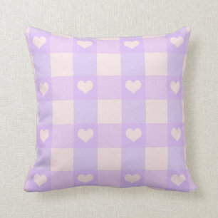 Purple and Pale Pink Heart Pattern Throw Pillow
