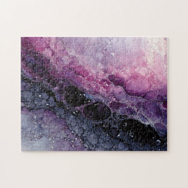 Purple and Pink Abstract Fluid Art Jigsaw Puzzle (Horizontal)