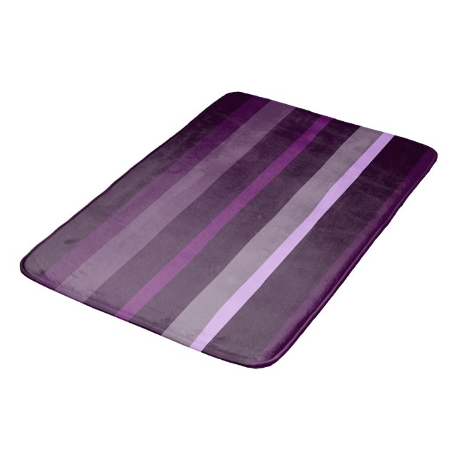 Purple and Pink Abstract Stripes Bath Mat (Angled)