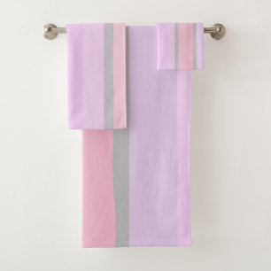 Purple and Pink Abstract Stripes Bath Towel Set