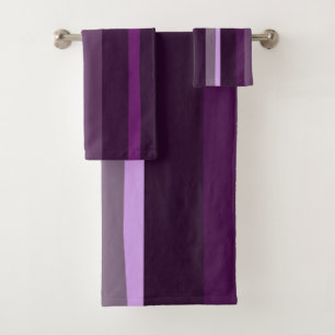 Purple and Pink Abstract Stripes Bath Towel Set