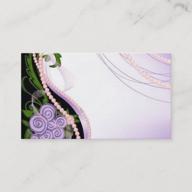 Purple and Pink Beads Flowers Business Card (Front)