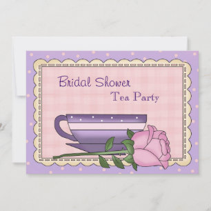 Purple and Pink Bridal Shower Tea Party Invitation