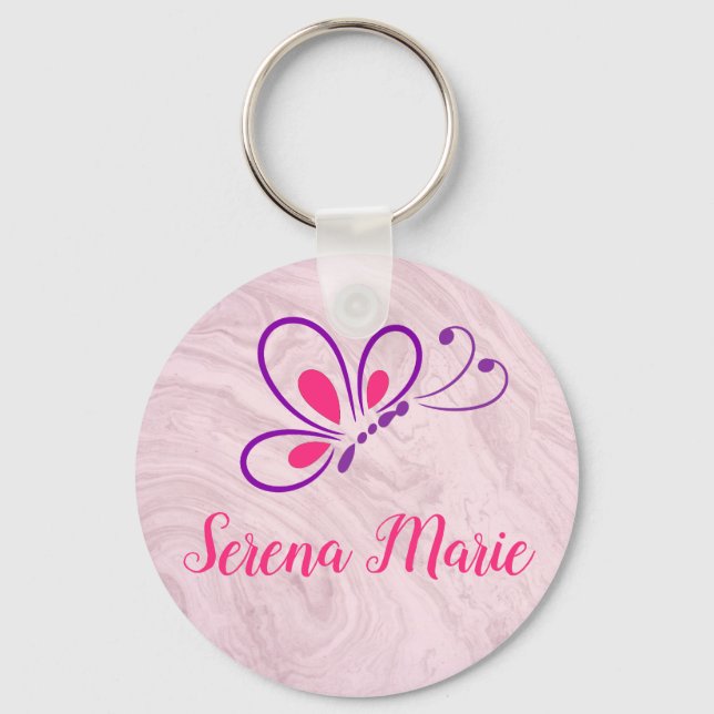Purple and Pink Butterfly Keychain (Front)