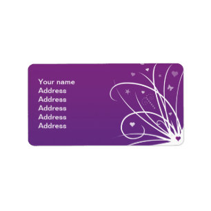 Purple and Pink Butterfly Swirl Label