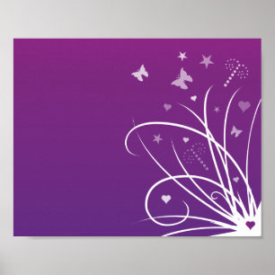 Purple and Pink Butterfly Swirl Poster