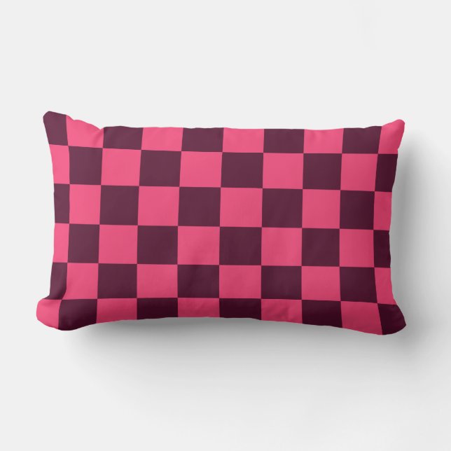 Purple and Pink Chequerboard Lumbar Pillow (Front)