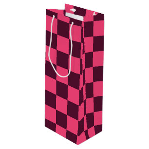 Purple and Pink Chequerboard Wine Gift Bag