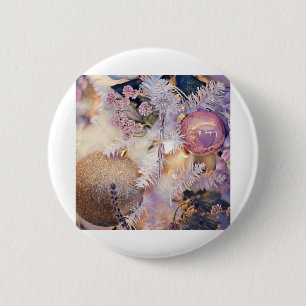 Purple and Pink Christmas Ornaments 2 Inch Round Button