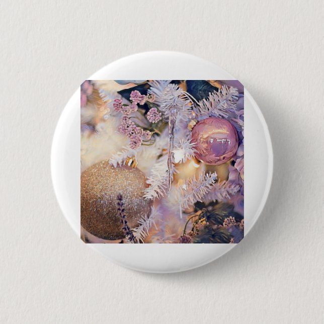 Purple and Pink Christmas Ornaments 2 Inch Round Button (Front)