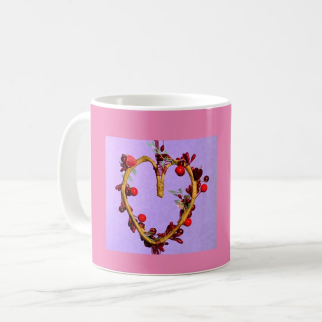 Purple and Pink Colourful Mother's Day Heart  Coffee Mug (Front Left)