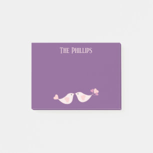 Purple and Pink Colours with Love birds Post-it Notes