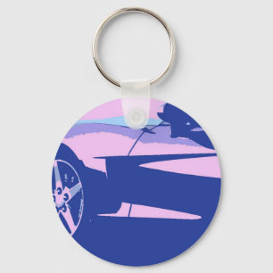 Purple and Pink Corvette Keychain