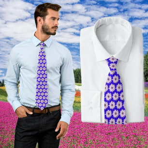 Purple and Pink Daisies Floral Tie