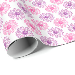Purple and Pink Daisies Pattern Wrapping Paper