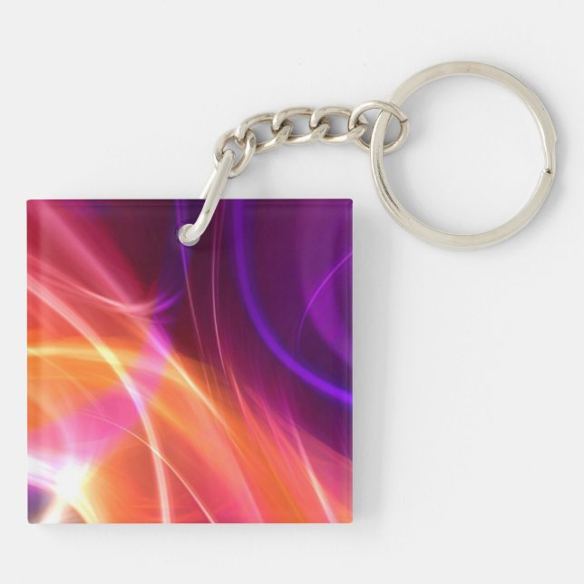 Purple and Pink Dynamic Waves Keychain (Back)