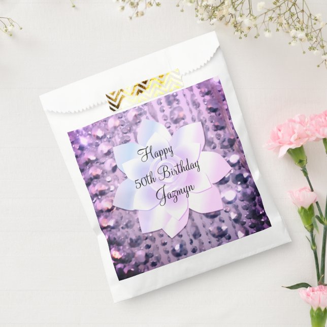 Purple and Pink Elegant Beaded Birthday Favour Bag (Sealed)