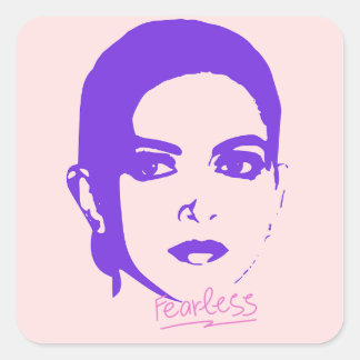 Purple and Pink Fearless Woman Empowerment Square Sticker