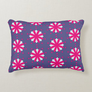 Purple and pink floral shapes illustration accent pillow