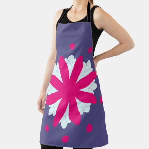 Purple and pink floral shapes illustration  apron