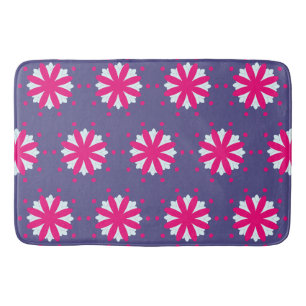 Purple and pink floral shapes illustration bath mat
