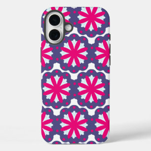 Purple and pink floral shapes illustration  iPhone 16 plus case