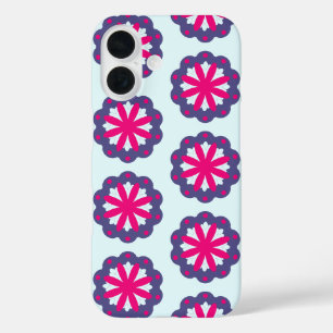 Purple and pink floral shapes illustration iPhone 16 case